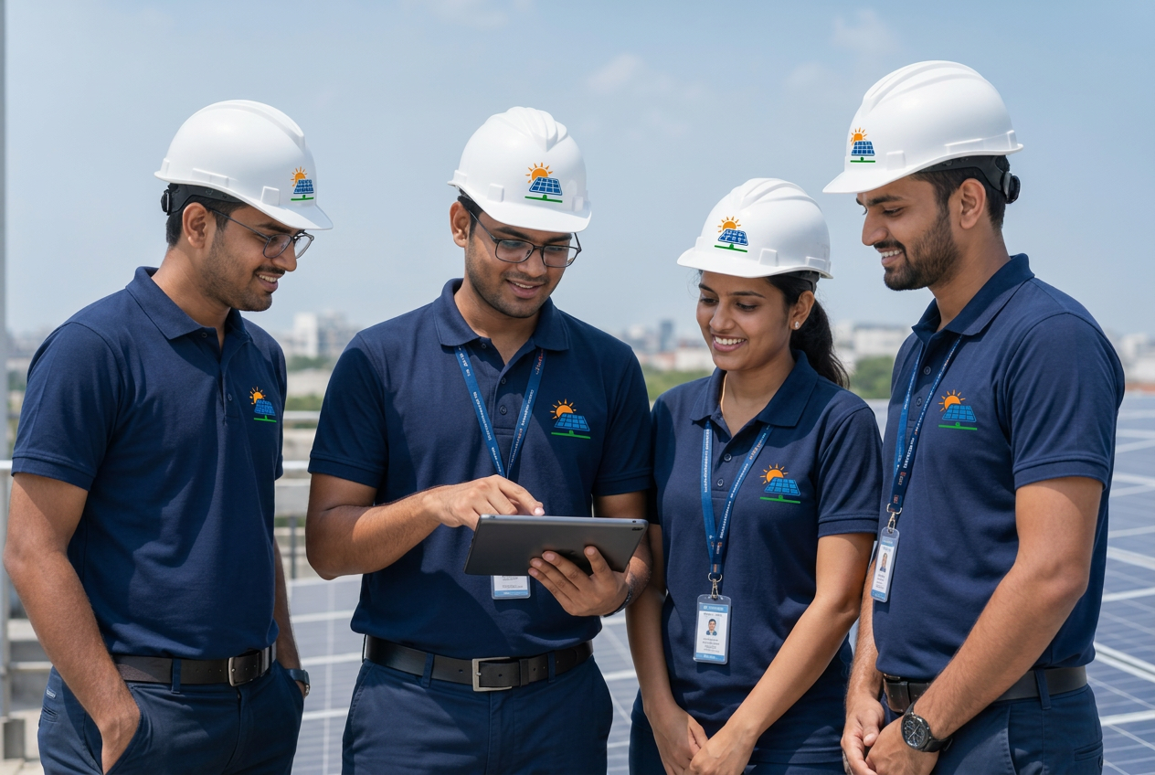 Ayan Solar Energy engineering team on a project site